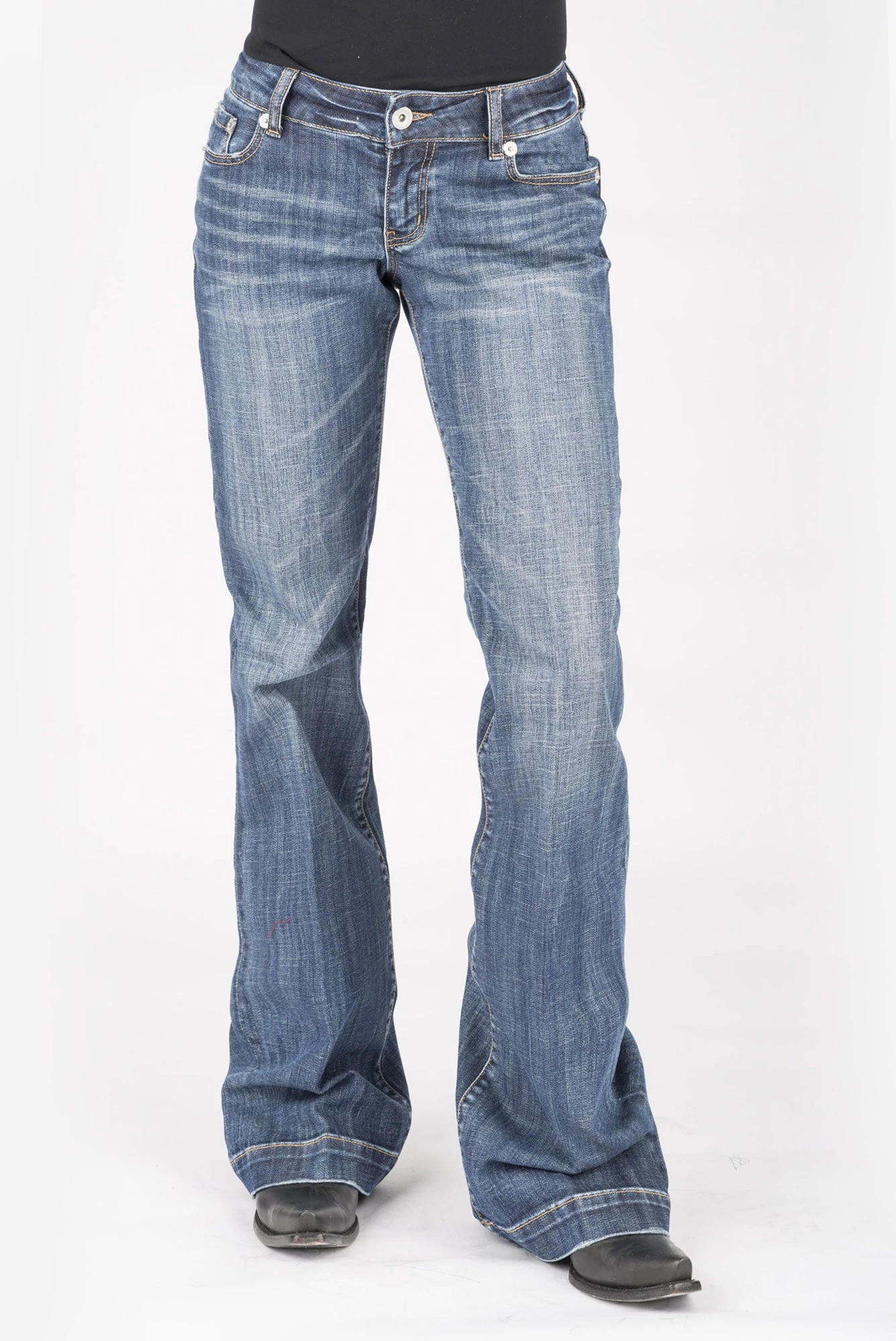 Stetson Womens Blue Cotton Blend Heavy Thread Jeans 5 Stetson Womens Blue Cotton Blend Heavy Thread Jeans - Image 3