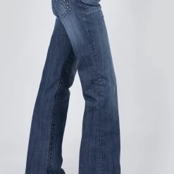 Stetson Womens Blue Cotton Blend S Embroidered 214 Trouser Jeans