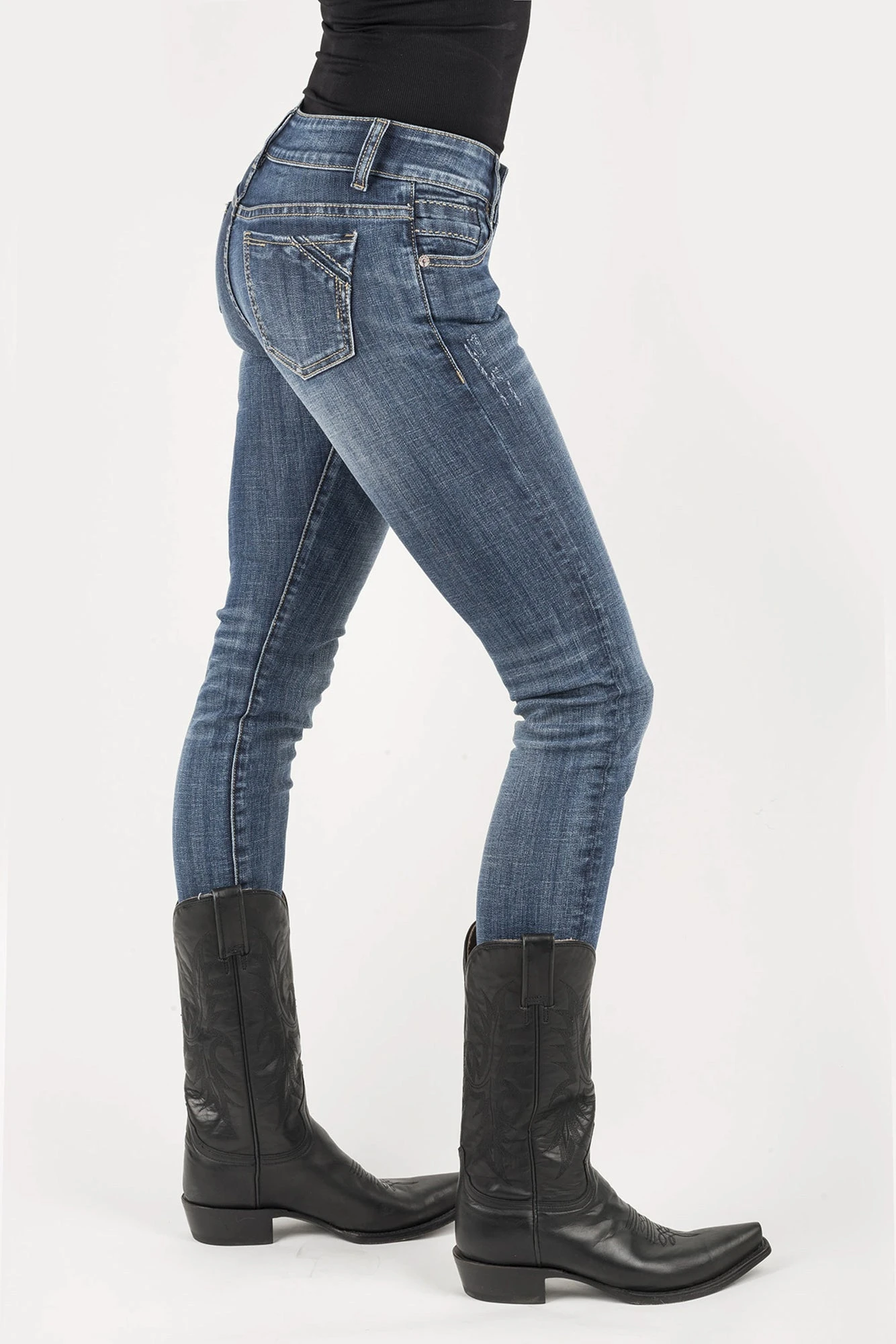 Stetson 503 Womens Blue Cotton Blend Corner Pieced Jeans 3 Stetson 503 Womens Blue Cotton Blend Corner Pieced Jeans