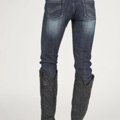 Stetson Womens Blue Cotton Blend S Pixie Jeans