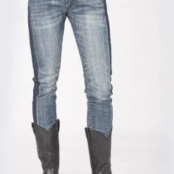 Stetson Womens Blue Cotton Blend Dark/Light Wash Jeans -straight jeans shop 1105405030776c