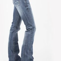 Stetson Womens Blue Cotton Blend Bleached XV Deco 816 Fit Jeans