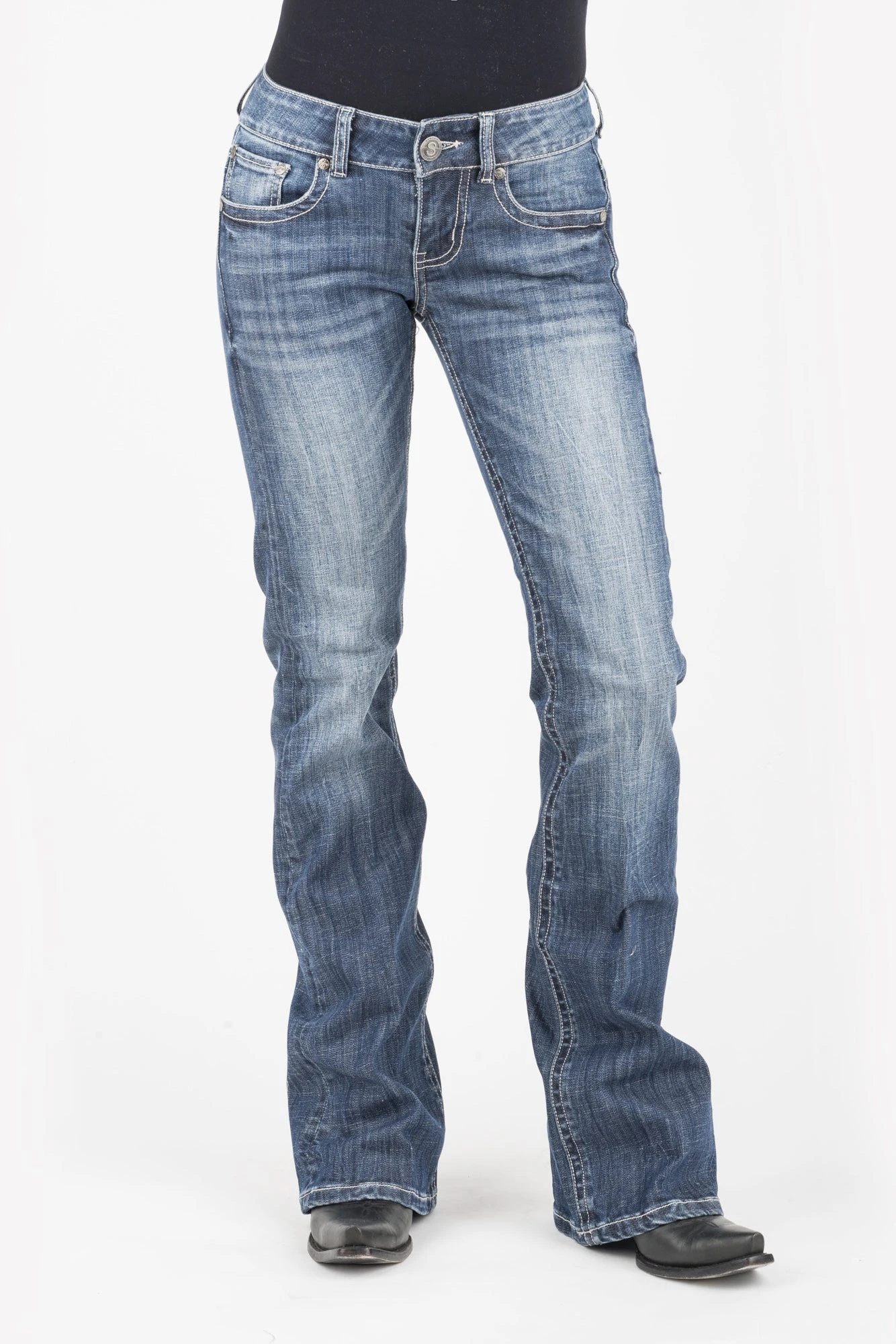 Stetson Womens Blue Cotton Blend Bleached XV Deco 816 Fit Jeans 5 Stetson Womens Blue Cotton Blend Bleached XV Deco 816 Fit Jeans - Image 3