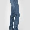 Stetson Womens Blue Cotton Blend 915 High Rise Plain Jeans -straight jeans shop 1105409153002a
