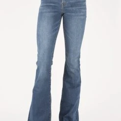 Stetson Womens Blue Poly/Rayon 921 High Waist Flare Jeans -straight jeans shop 1105409212404c