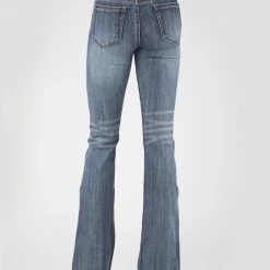 Stetson Womens Blue Cotton Blend 921 High Waist Plain Jeans -straight jeans shop 1105409212411b