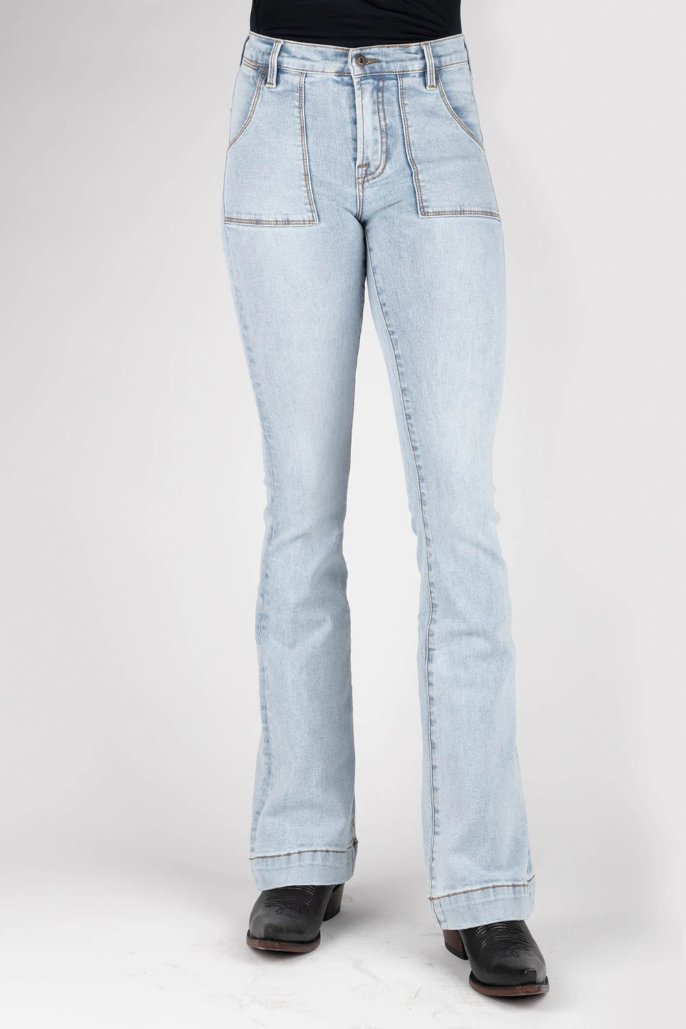 Stetson Womens Acid Wash Cotton Blend Plain Back Jeans 5 Stetson Womens Acid Wash Cotton Blend Plain Back Jeans - Image 3