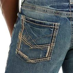 Ariat Straight Fit Jeans For Men | 10012703-GAMBLER -straight jeans shop ARIAT JEANS RIDGELINE GAMBLER STRAIGHT MENS GAMBLER 10012703 front 2