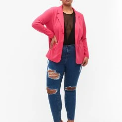 Tight-fitting Jeans With Rip Details Blue Denim