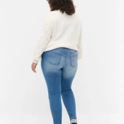 Alternative view of Zizzi Emily Jeans With Slim Fit And Normal Waist Blue Denim