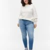 Zizzi Emily Jeans With Slim Fit And Normal Waist Blue Denim -straight jeans shop CA58009B 1055 ModelFront
