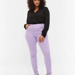Zizzi High Waisted Amy Jeans With Super Slim Fit Lavender