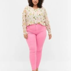 Zizzi High Waisted Amy Jeans With Super Slim Fit Rosebloom