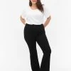 FLASH - High Waisted Jeans With Bootcut Black -straight jeans shop FL0001C 0201 ModelFront