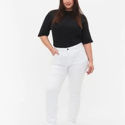 Zizzi Slim Fit Emily Jeans With Normal Waist White
