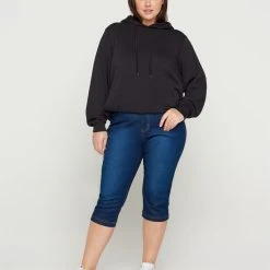 Zizzi Slim Fit Emily Capri Jeans Blue Denim