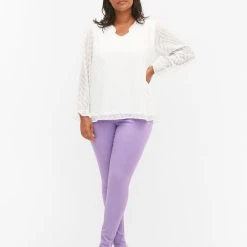 Zizzi High Waisted Amy Jeans With Super Slim Fit Chalk Violet