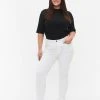 Zizzi Super Slim Amy Jeans With High Waist White -straight jeans shop J10305L 0104 ModelFront