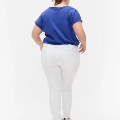 Alternative view of Zizzi High-waisted Super Slim Amy Jeans White