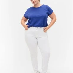 Zizzi High-waisted Super Slim Amy Jeans White