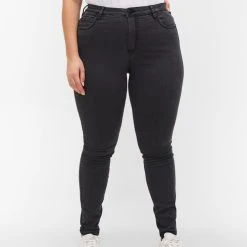 Zizzi High-waisted Super Slim Amy Jeans Grey Denim -straight jeans shop J10568A 1011 ModelDetail2 1