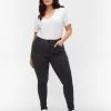 Zizzi High-waisted Super Slim Amy Jeans Grey Denim -straight jeans shop J10568A 1011 ModelFront 1