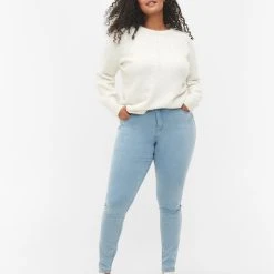 Zizzi High-waisted Super Slim Amy Jeans Ex Lgt Blue