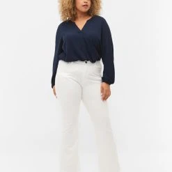 Zizzi High-waisted Ellen Bootcut Jeans White