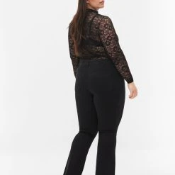 Alternative view of Zizzi High-waisted Ellen Bootcut Jeans Black