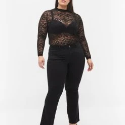 Zizzi High-waisted Ellen Bootcut Jeans Black