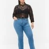 Zizzi High-waisted Ellen Bootcut Jeans Light Blue -straight jeans shop J10664C 1030 ModelFront