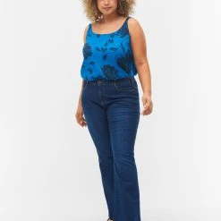 Zizzi High-waisted Ellen Bootcut Jeans Dark Blue