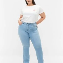 Zizzi High-waisted Ellen Bootcut Jeans Ex Lgt Blue