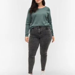Zizzi Super Slim Amy Jeans With High Waist Grey Denim