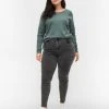 Zizzi Super Slim Amy Jeans With High Waist Grey Denim -straight jeans shop J10821A 1011 ModelFront
