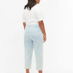 Alternative view of Zizzi Straight, Ankle Length Jeans Light Blue Stripe