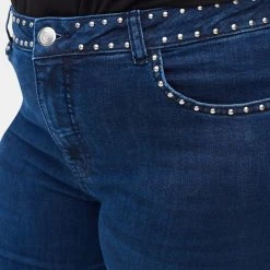 Zizzi Super Slim Amy Jeans With Studs Dark Blue -straight jeans shop J10932A 1077 ModelDetail1