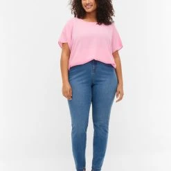 Zizzi Extra High Waisted Bea Jeans With Super Slim Fit Light Blue