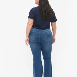 Alternative view of Zizzi High Waisted Ellen Jeans With Bootcut Blue Denim