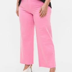 Zizzi Flared Jeans With High Waist Pink -straight jeans shop J10951A 9990 ModelDetail2 1