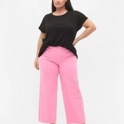 Zizzi Flared Jeans With High Waist Pink