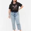 Zizzi Cropped Vera Jeans With Studs Light Blue Denim -straight jeans shop J10952A 1025 ModelFront