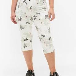 Zizzi Capri Jeans With Floral Print And High Waist White Flower AOP -straight jeans shop J10956B 9990 ModelDetail2