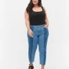 Zizzi Cropped Vera Jeans With Colorblock Blue Denim -straight jeans shop J10977A 1050 ModelFront
