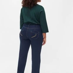 Zizzi Regular Fit Gemma Jeans With A High Waist Blue Denim -straight jeans shop J93400A 1055 ModelBack