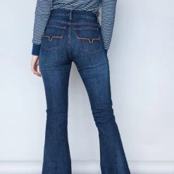 Kimes Ranch Womens Jennifer Jeans Blue Cotton Blend Flare Leg -straight jeans shop Jennifer 3