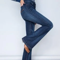 Kimes Ranch Womens Jennifer Jeans Blue Cotton Blend Flare Leg -straight jeans shop Jennifer 4