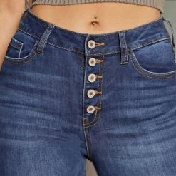 KanCan High Rise Button Front Long Jeans For Women | KC7114D 12 KanCan High Rise Button Front Long Jeans For Women | KC7114D -straight jeans shop KANCAN HI RISE BUTTON FRONT LONG DENIM JEANS WOMENS KC7114D 4 1