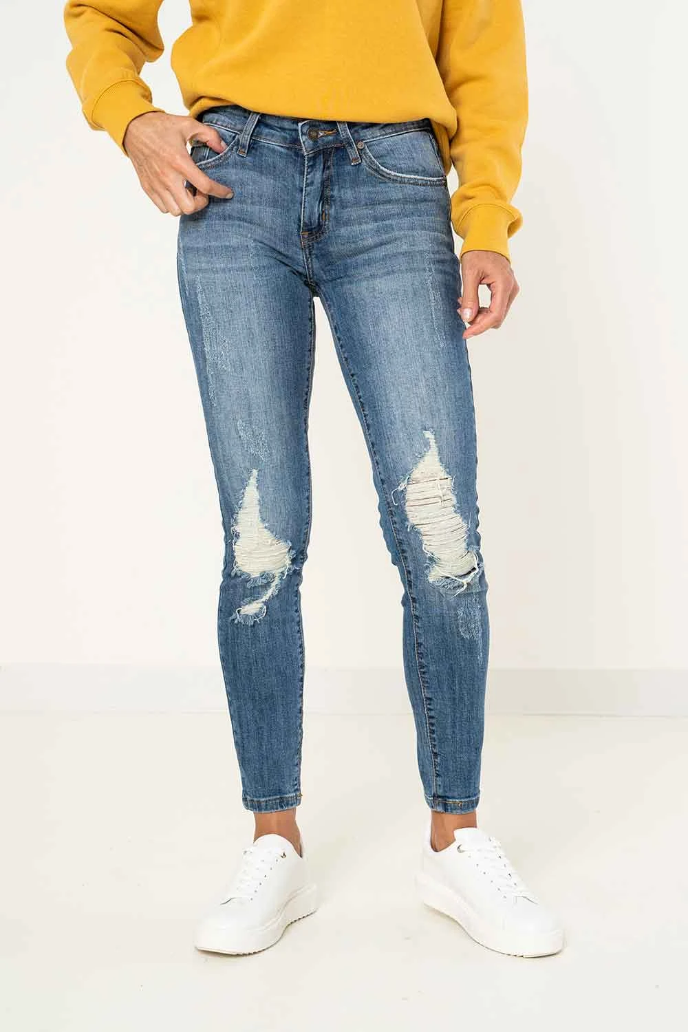 KanCan Medium Wash Ripped Skinny Jeans For Women | KC6012M 3 KanCan Medium Wash Ripped Skinny Jeans For Women | KC6012M