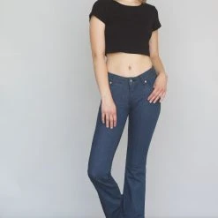 Kimes Ranch Womens Lola Jeans Dark Indigo Cotton Blend Wide Flare Leg -straight jeans shop Lola 3